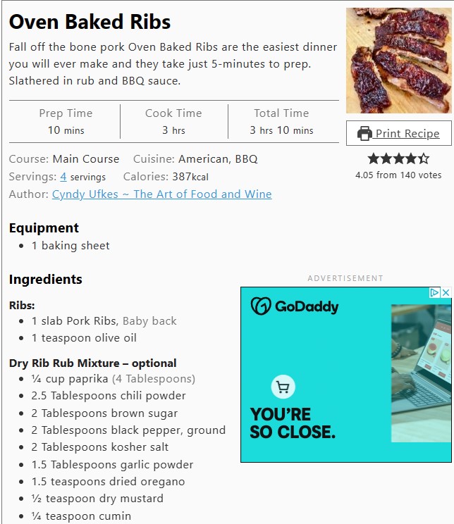 Oven Baked Ribs – Brian’s Spot